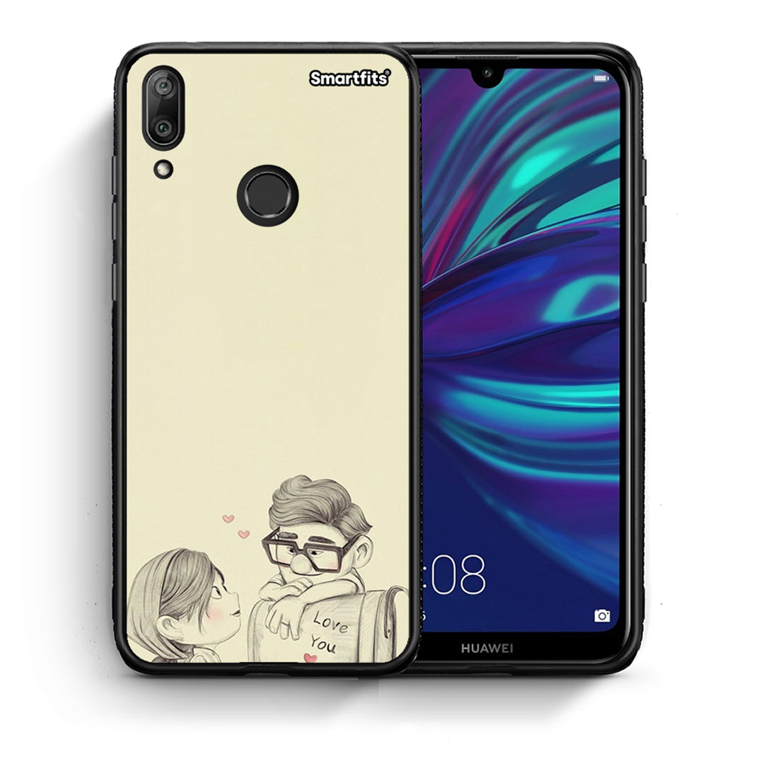 Θήκη Huawei Y7 2019 Carl And Ellie από τη Smartfits με σχέδιο στο πίσω μέρος και μαύρο περίβλημα | Huawei Y7 2019 Carl And Ellie case with colorful back and black bezels