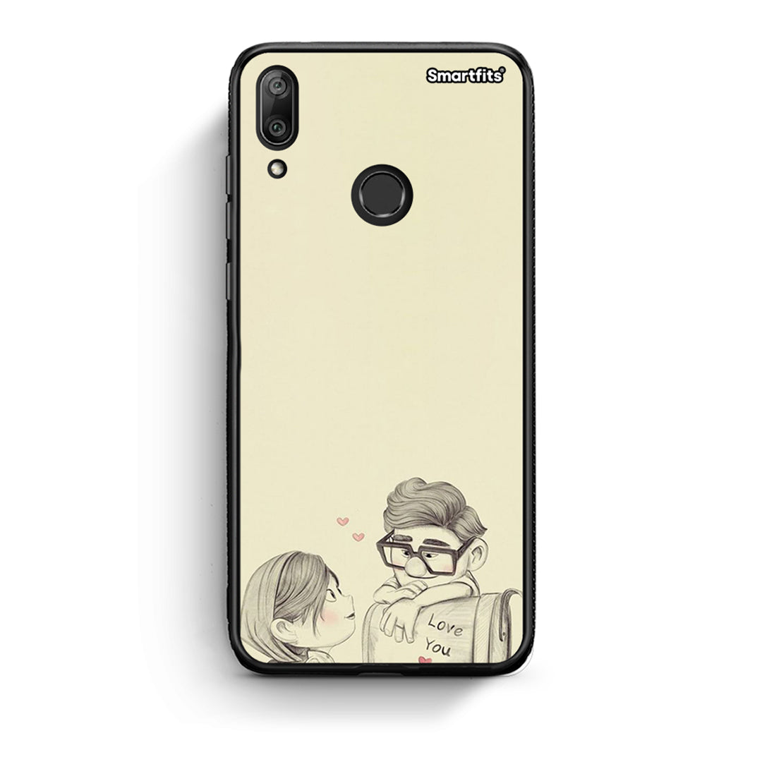 Huawei Y7 2019 Carl And Ellie θήκη από τη Smartfits με σχέδιο στο πίσω μέρος και μαύρο περίβλημα | Smartphone case with colorful back and black bezels by Smartfits
