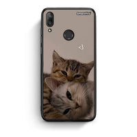 Thumbnail for Huawei Y7 2019 Cats In Love Θήκη από τη Smartfits με σχέδιο στο πίσω μέρος και μαύρο περίβλημα | Smartphone case with colorful back and black bezels by Smartfits