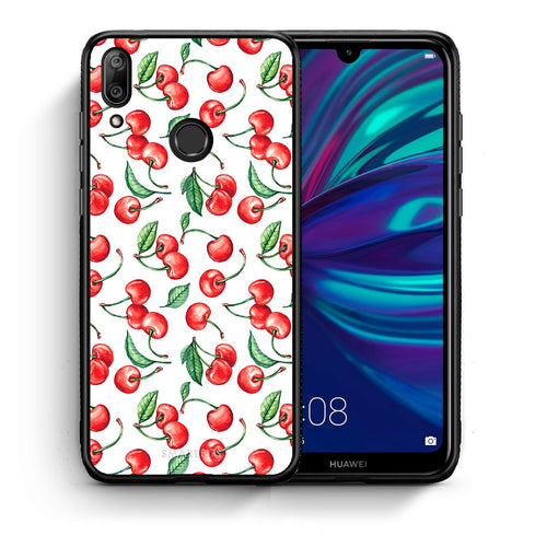 Θήκη Huawei Y7 2019 Cherry Summer από τη Smartfits με σχέδιο στο πίσω μέρος και μαύρο περίβλημα | Huawei Y7 2019 Cherry Summer case with colorful back and black bezels