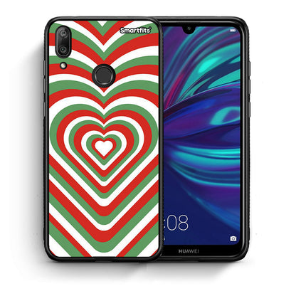 Θήκη Huawei Y7 2019 Christmas Hearts από τη Smartfits με σχέδιο στο πίσω μέρος και μαύρο περίβλημα | Huawei Y7 2019 Christmas Hearts case with colorful back and black bezels