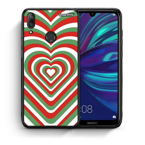 Θήκη Huawei Y7 2019 Christmas Hearts από τη Smartfits με σχέδιο στο πίσω μέρος και μαύρο περίβλημα | Huawei Y7 2019 Christmas Hearts case with colorful back and black bezels
