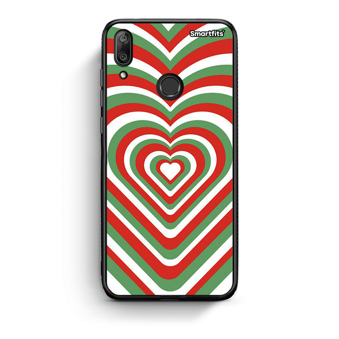 Huawei Y7 2019 Christmas Hearts θήκη από τη Smartfits με σχέδιο στο πίσω μέρος και μαύρο περίβλημα | Smartphone case with colorful back and black bezels by Smartfits