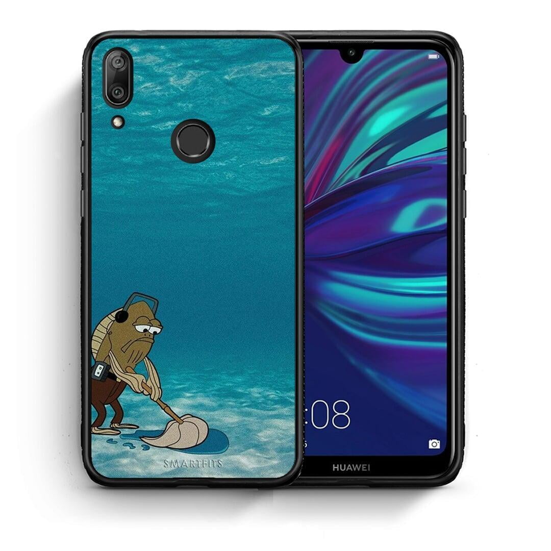 Θήκη Huawei Y7 2019 Clean The Ocean από τη Smartfits με σχέδιο στο πίσω μέρος και μαύρο περίβλημα | Huawei Y7 2019 Clean The Ocean case with colorful back and black bezels