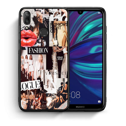 Θήκη Αγίου Βαλεντίνου Huawei Y7 2019 Collage Fashion από τη Smartfits με σχέδιο στο πίσω μέρος και μαύρο περίβλημα | Huawei Y7 2019 Collage Fashion case with colorful back and black bezels
