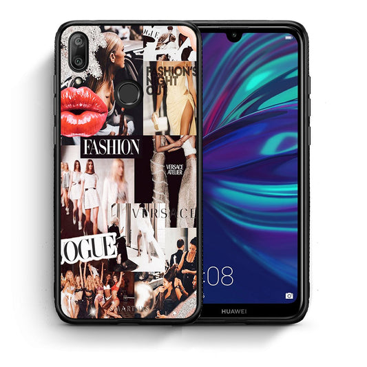 Θήκη Αγίου Βαλεντίνου Huawei Y7 2019 Collage Fashion από τη Smartfits με σχέδιο στο πίσω μέρος και μαύρο περίβλημα | Huawei Y7 2019 Collage Fashion case with colorful back and black bezels