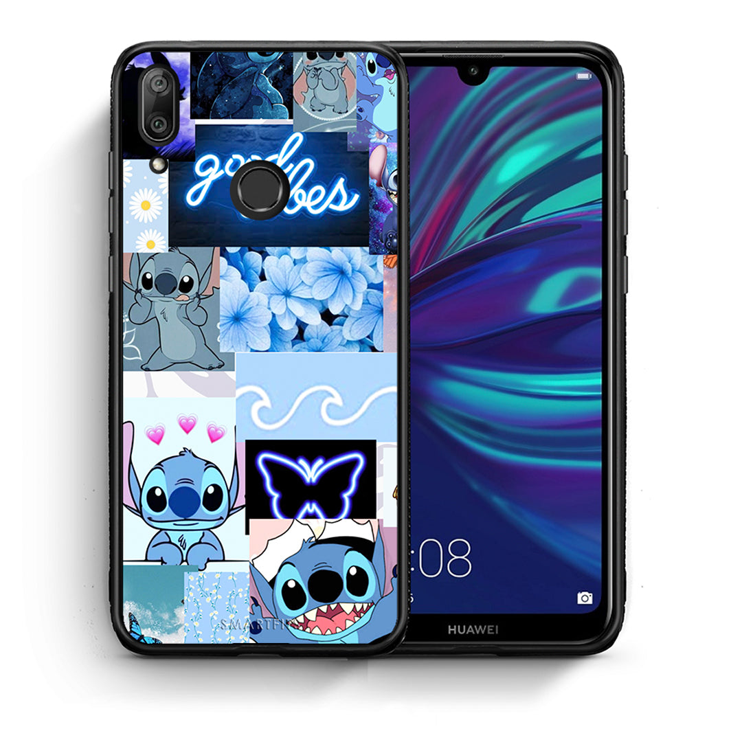 Θήκη Αγίου Βαλεντίνου Huawei Y7 2019 Collage Good Vibes από τη Smartfits με σχέδιο στο πίσω μέρος και μαύρο περίβλημα | Huawei Y7 2019 Collage Good Vibes case with colorful back and black bezels