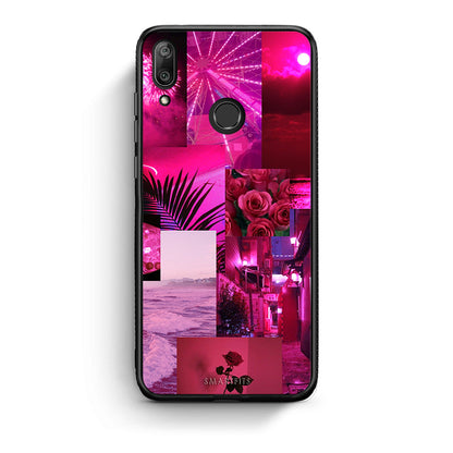 Huawei Y7 2019 Collage Red Roses Θήκη Αγίου Βαλεντίνου από τη Smartfits με σχέδιο στο πίσω μέρος και μαύρο περίβλημα | Smartphone case with colorful back and black bezels by Smartfits