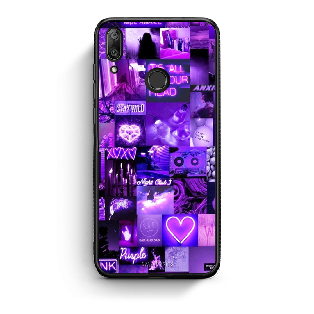 Huawei Y7 2019 Collage Stay Wild Θήκη Αγίου Βαλεντίνου από τη Smartfits με σχέδιο στο πίσω μέρος και μαύρο περίβλημα | Smartphone case with colorful back and black bezels by Smartfits