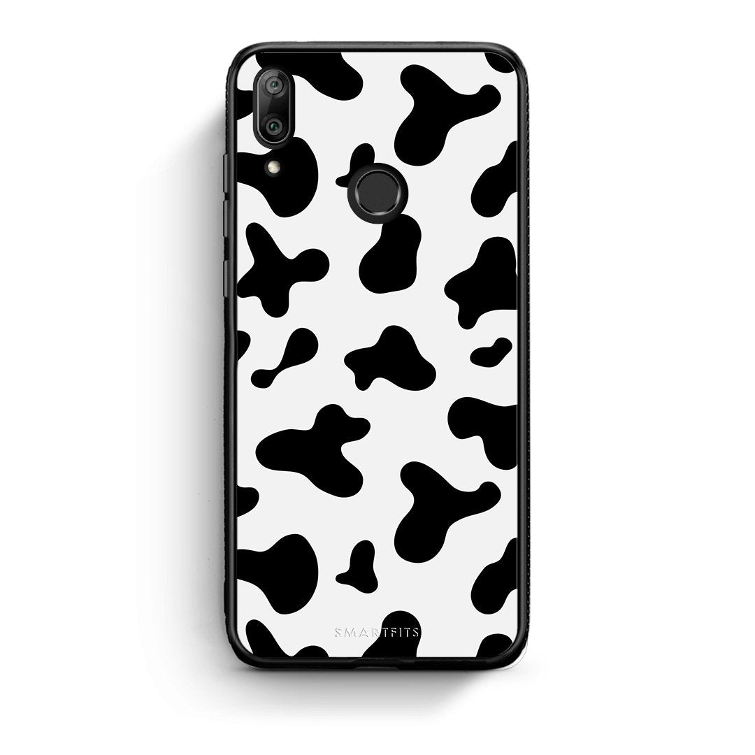 Huawei Y7 2019 Cow Print θήκη από τη Smartfits με σχέδιο στο πίσω μέρος και μαύρο περίβλημα | Smartphone case with colorful back and black bezels by Smartfits