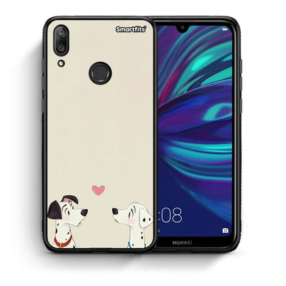 Θήκη Huawei Y7 2019 Dalmatians Love από τη Smartfits με σχέδιο στο πίσω μέρος και μαύρο περίβλημα | Huawei Y7 2019 Dalmatians Love case with colorful back and black bezels