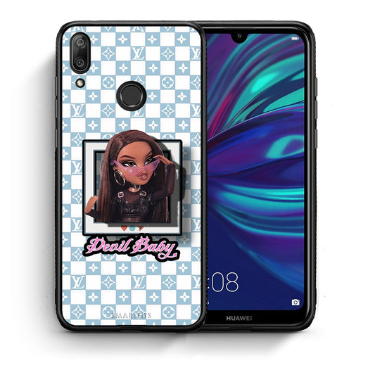 Θήκη Αγίου Βαλεντίνου Huawei Y7 2019 Devil Baby από τη Smartfits με σχέδιο στο πίσω μέρος και μαύρο περίβλημα | Huawei Y7 2019 Devil Baby case with colorful back and black bezels