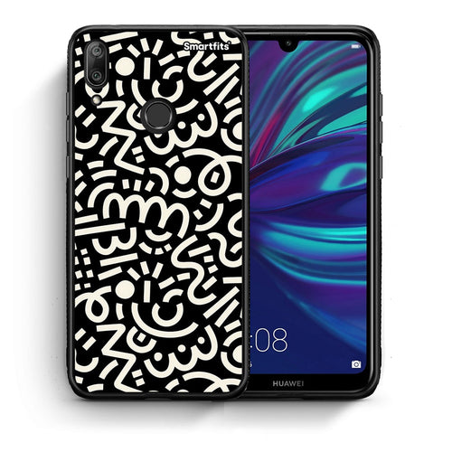 Θήκη Huawei Y7 2019 Doodle Art από τη Smartfits με σχέδιο στο πίσω μέρος και μαύρο περίβλημα | Huawei Y7 2019 Doodle Art case with colorful back and black bezels