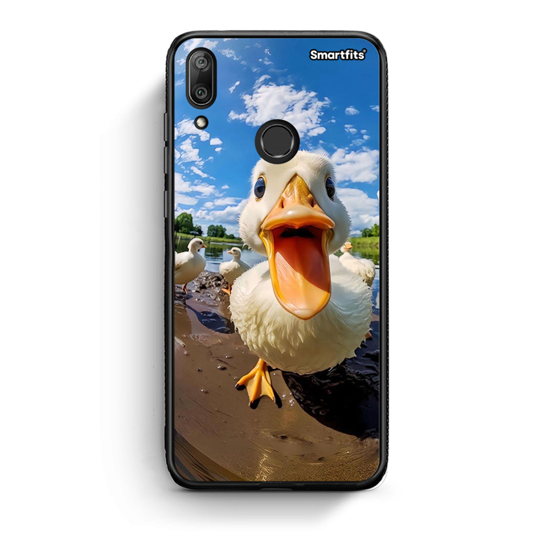 Huawei Y7 2019 Duck Face θήκη από τη Smartfits με σχέδιο στο πίσω μέρος και μαύρο περίβλημα | Smartphone case with colorful back and black bezels by Smartfits