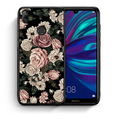 Θήκη Huawei Y7 2019 Wild Roses Flower από τη Smartfits με σχέδιο στο πίσω μέρος και μαύρο περίβλημα | Huawei Y7 2019 Wild Roses Flower case with colorful back and black bezels
