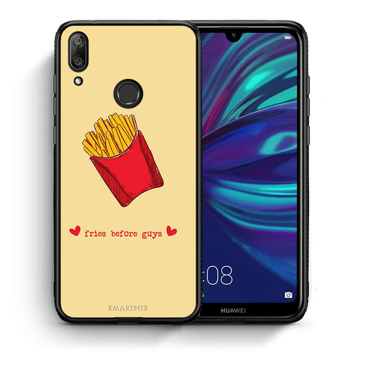 Θήκη Αγίου Βαλεντίνου Huawei Y7 2019 Fries Before Guys από τη Smartfits με σχέδιο στο πίσω μέρος και μαύρο περίβλημα | Huawei Y7 2019 Fries Before Guys case with colorful back and black bezels