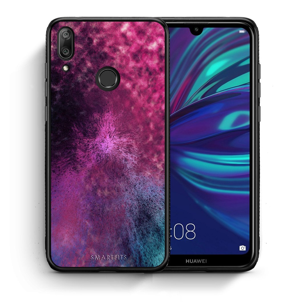 Θήκη Huawei Y7 2019 Aurora Galaxy από τη Smartfits με σχέδιο στο πίσω μέρος και μαύρο περίβλημα | Huawei Y7 2019 Aurora Galaxy case with colorful back and black bezels