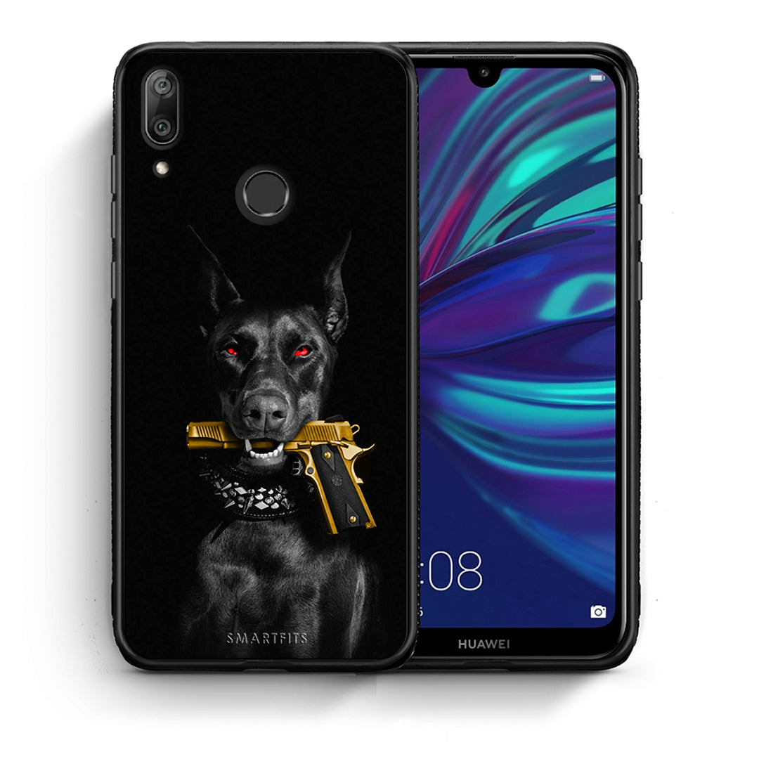 Θήκη Αγίου Βαλεντίνου Huawei Y7 2019 Golden Gun από τη Smartfits με σχέδιο στο πίσω μέρος και μαύρο περίβλημα | Huawei Y7 2019 Golden Gun case with colorful back and black bezels