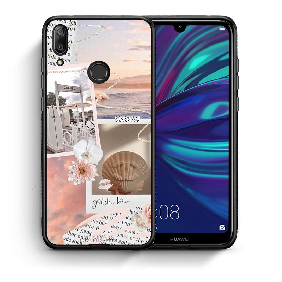 Θήκη Αγίου Βαλεντίνου Huawei Y7 2019 Golden Hour από τη Smartfits με σχέδιο στο πίσω μέρος και μαύρο περίβλημα | Huawei Y7 2019 Golden Hour case with colorful back and black bezels