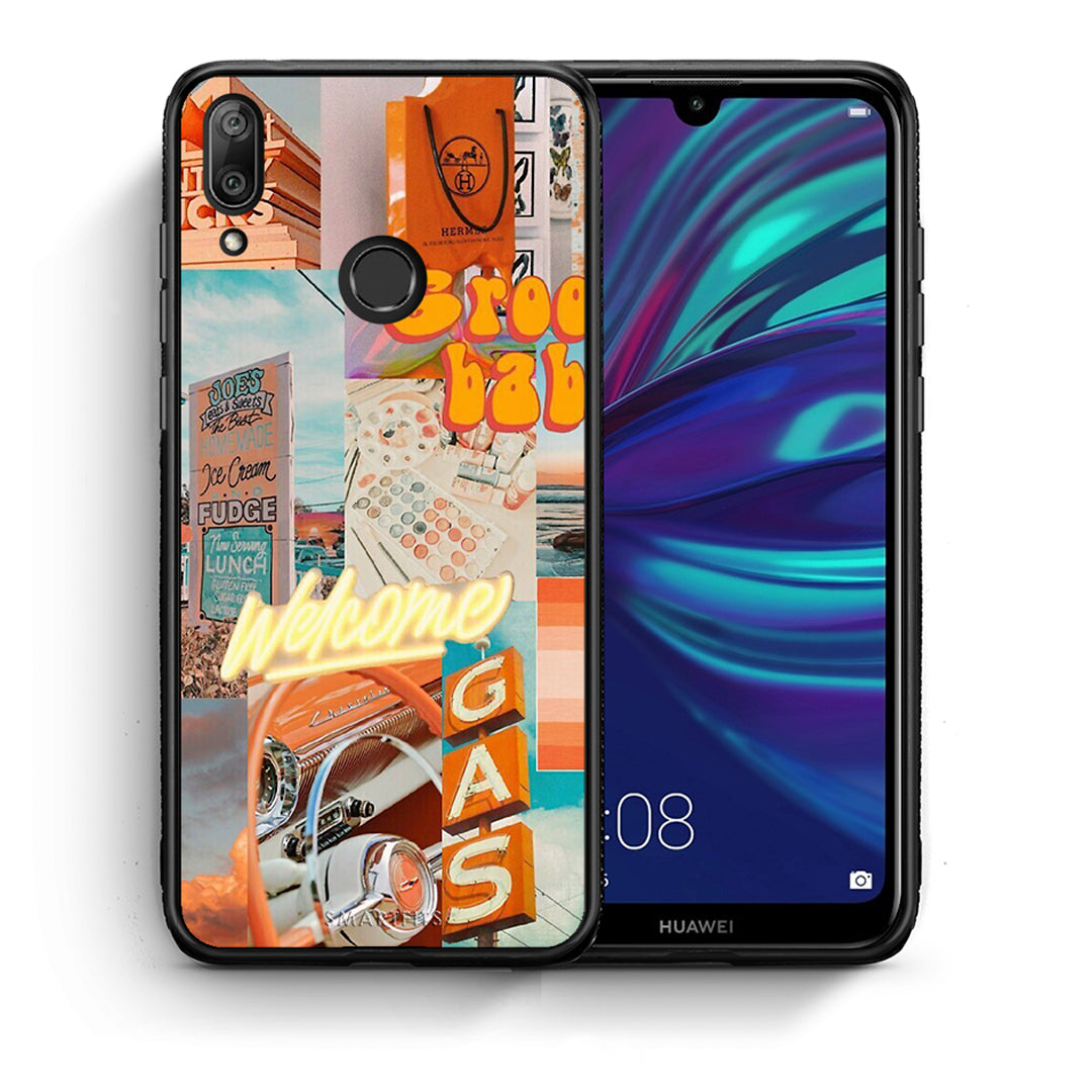 Θήκη Αγίου Βαλεντίνου Huawei Y7 2019 Groovy Babe από τη Smartfits με σχέδιο στο πίσω μέρος και μαύρο περίβλημα | Huawei Y7 2019 Groovy Babe case with colorful back and black bezels