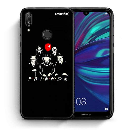 Θήκη Huawei Y7 2019 Halloween Friends από τη Smartfits με σχέδιο στο πίσω μέρος και μαύρο περίβλημα | Huawei Y7 2019 Halloween Friends case with colorful back and black bezels
