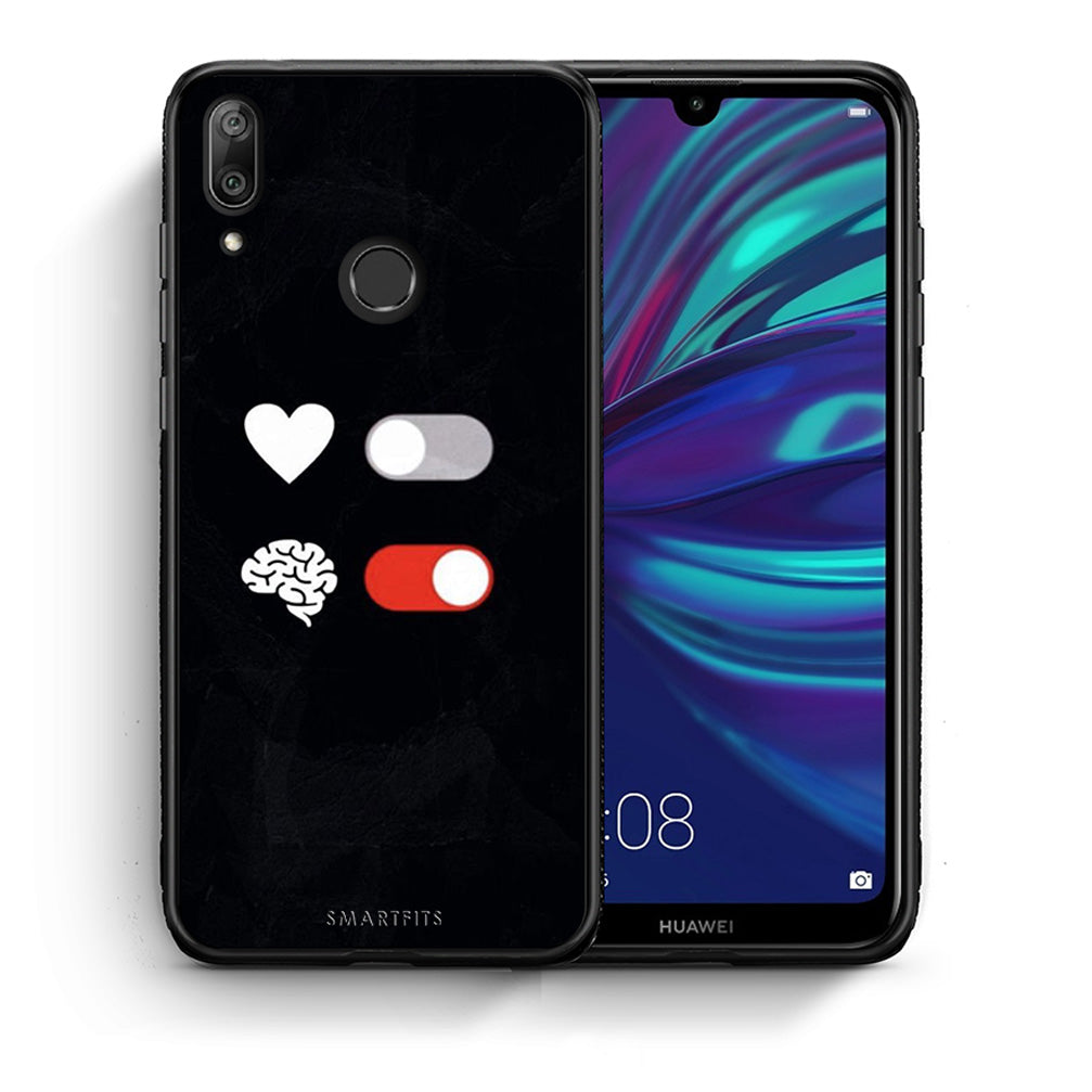 Θήκη Αγίου Βαλεντίνου Huawei Y7 2019 Heart Vs Brain από τη Smartfits με σχέδιο στο πίσω μέρος και μαύρο περίβλημα | Huawei Y7 2019 Heart Vs Brain case with colorful back and black bezels