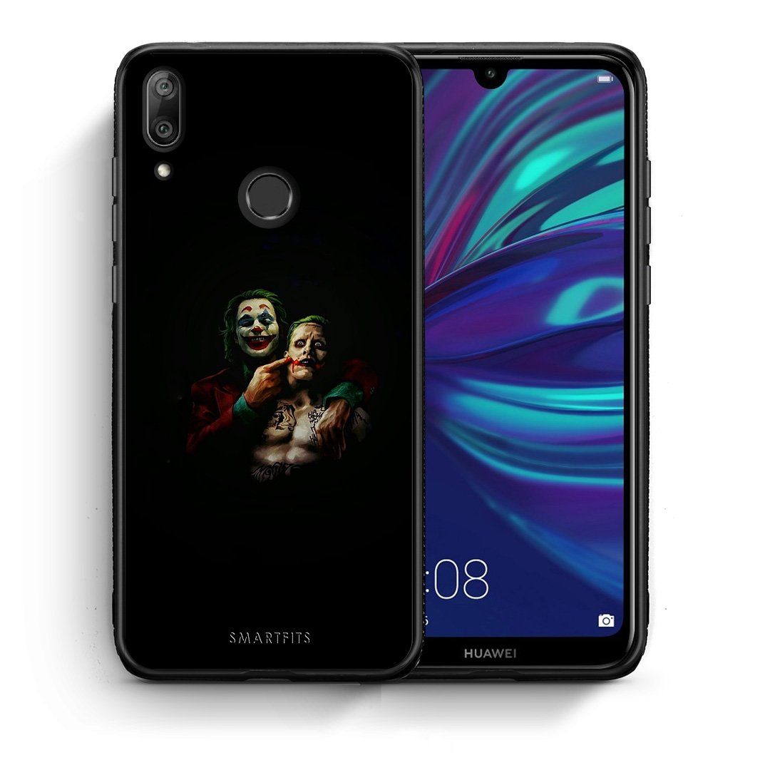 Θήκη Huawei Y7 2019 Clown Hero από τη Smartfits με σχέδιο στο πίσω μέρος και μαύρο περίβλημα | Huawei Y7 2019 Clown Hero case with colorful back and black bezels