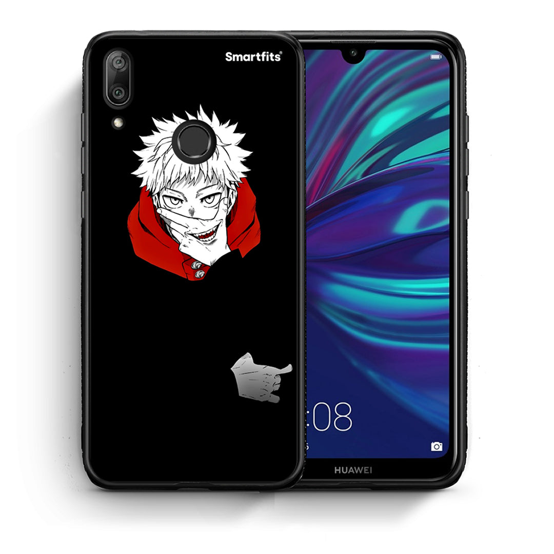 Θήκη Huawei Y7 2019 Itadori Anime από τη Smartfits με σχέδιο στο πίσω μέρος και μαύρο περίβλημα | Huawei Y7 2019 Itadori Anime case with colorful back and black bezels