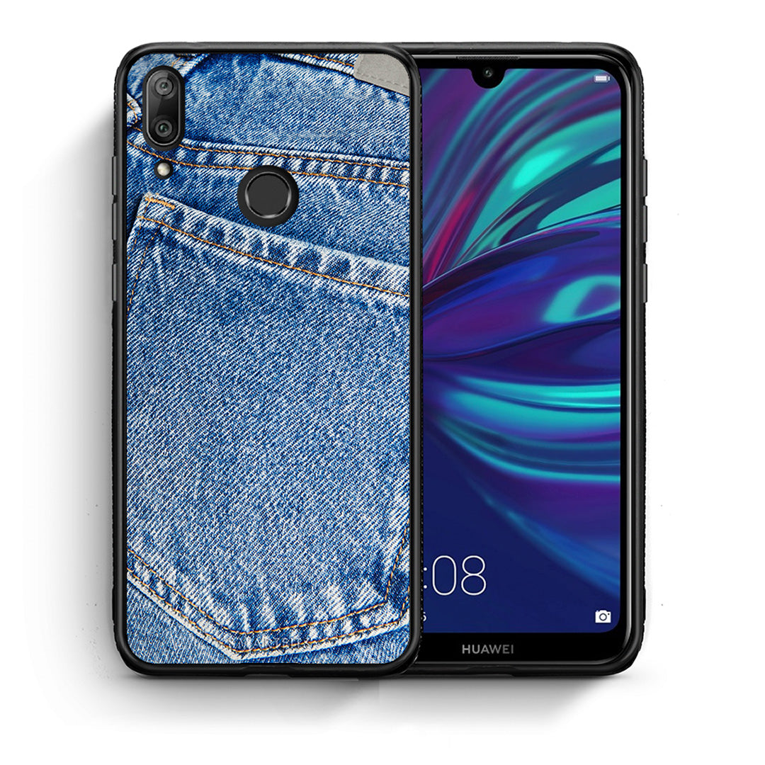 Θήκη Huawei Y7 2019 Jeans Pocket από τη Smartfits με σχέδιο στο πίσω μέρος και μαύρο περίβλημα | Huawei Y7 2019 Jeans Pocket case with colorful back and black bezels