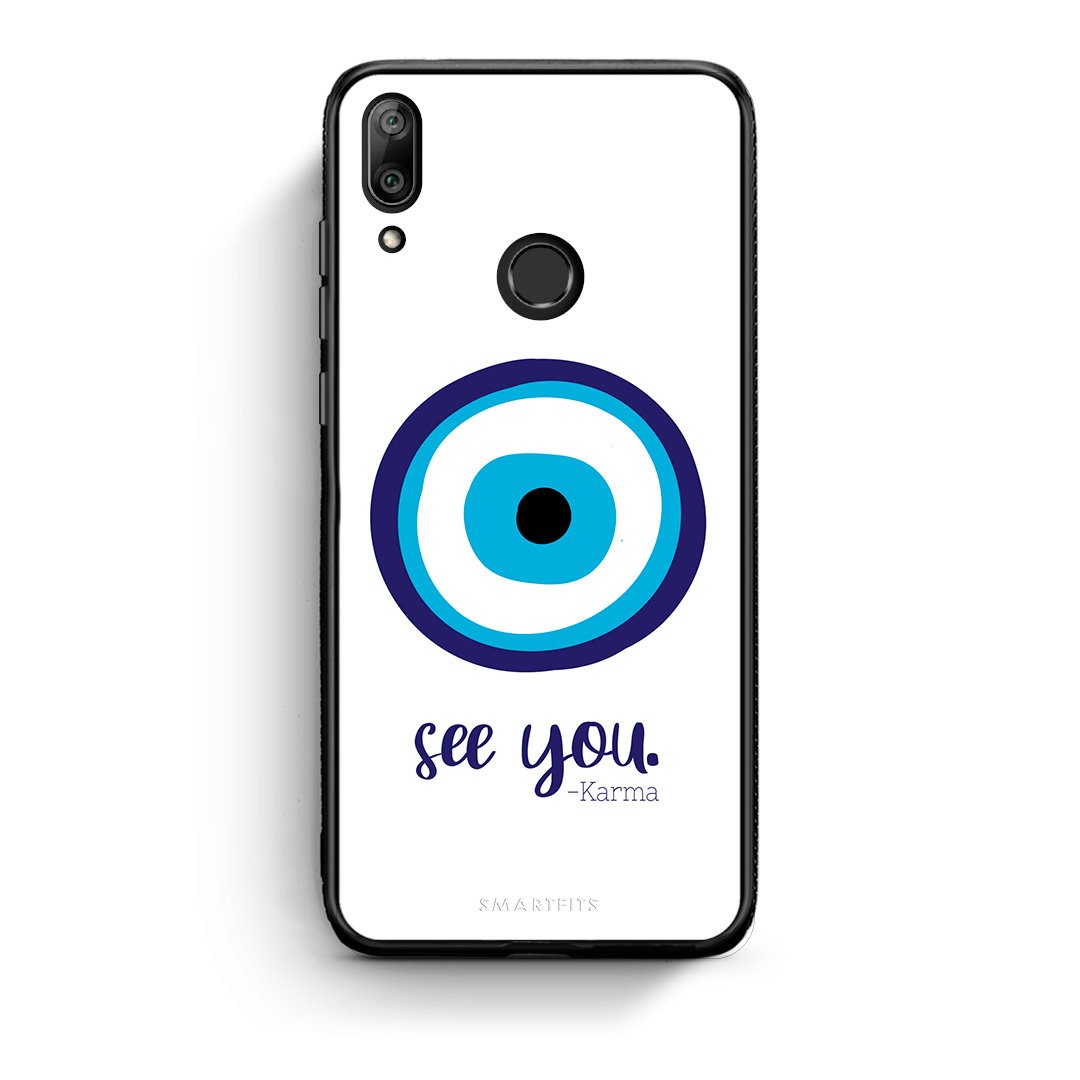 Huawei Y7 2019 Karma Says θήκη από τη Smartfits με σχέδιο στο πίσω μέρος και μαύρο περίβλημα | Smartphone case with colorful back and black bezels by Smartfits