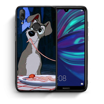 Θήκη Αγίου Βαλεντίνου Huawei Y7 2019 Lady And Tramp 1 από τη Smartfits με σχέδιο στο πίσω μέρος και μαύρο περίβλημα | Huawei Y7 2019 Lady And Tramp 1 case with colorful back and black bezels