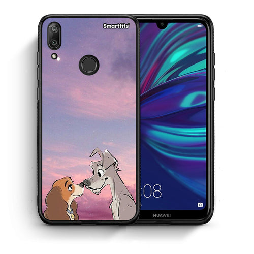 Θήκη Huawei Y7 2019 Lady And Tramp από τη Smartfits με σχέδιο στο πίσω μέρος και μαύρο περίβλημα | Huawei Y7 2019 Lady And Tramp case with colorful back and black bezels