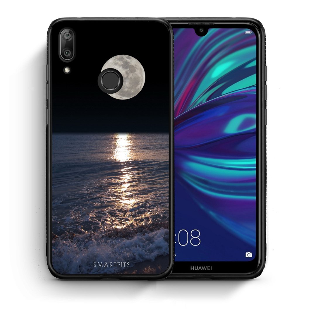 Θήκη Huawei Y7 2019 Moon Landscape από τη Smartfits με σχέδιο στο πίσω μέρος και μαύρο περίβλημα | Huawei Y7 2019 Moon Landscape case with colorful back and black bezels