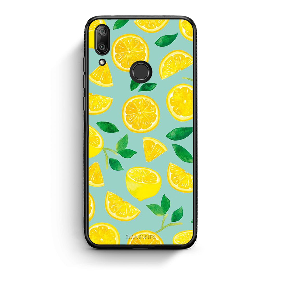 Huawei Y7 2019 Lemons θήκη από τη Smartfits με σχέδιο στο πίσω μέρος και μαύρο περίβλημα | Smartphone case with colorful back and black bezels by Smartfits