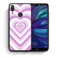 Thumbnail for Θήκη Huawei Y7 2019 Lilac Hearts από τη Smartfits με σχέδιο στο πίσω μέρος και μαύρο περίβλημα | Huawei Y7 2019 Lilac Hearts case with colorful back and black bezels