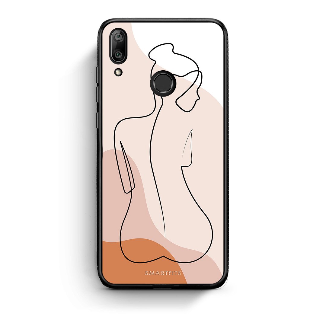 Huawei Y7 2019 LineArt Woman θήκη από τη Smartfits με σχέδιο στο πίσω μέρος και μαύρο περίβλημα | Smartphone case with colorful back and black bezels by Smartfits