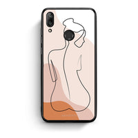 Thumbnail for Huawei Y7 2019 LineArt Woman θήκη από τη Smartfits με σχέδιο στο πίσω μέρος και μαύρο περίβλημα | Smartphone case with colorful back and black bezels by Smartfits