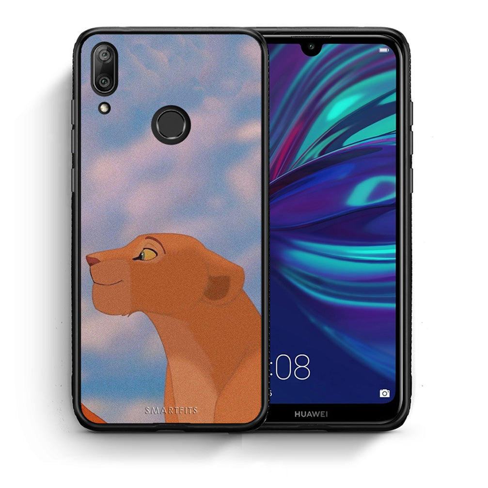 Θήκη Αγίου Βαλεντίνου Huawei Y7 2019 Lion Love 2 από τη Smartfits με σχέδιο στο πίσω μέρος και μαύρο περίβλημα | Huawei Y7 2019 Lion Love 2 case with colorful back and black bezels