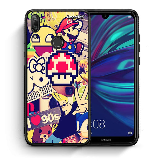 Θήκη Huawei Y7 2019 Love The 90s από τη Smartfits με σχέδιο στο πίσω μέρος και μαύρο περίβλημα | Huawei Y7 2019 Love The 90s case with colorful back and black bezels