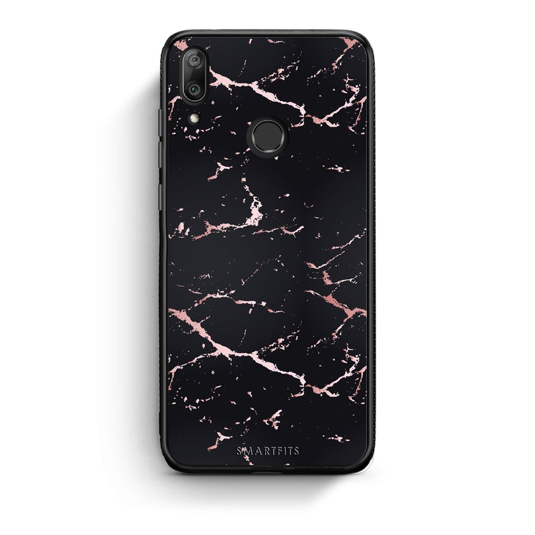 4 - Huawei Y7 2019 Black Rosegold Marble case, cover, bumper