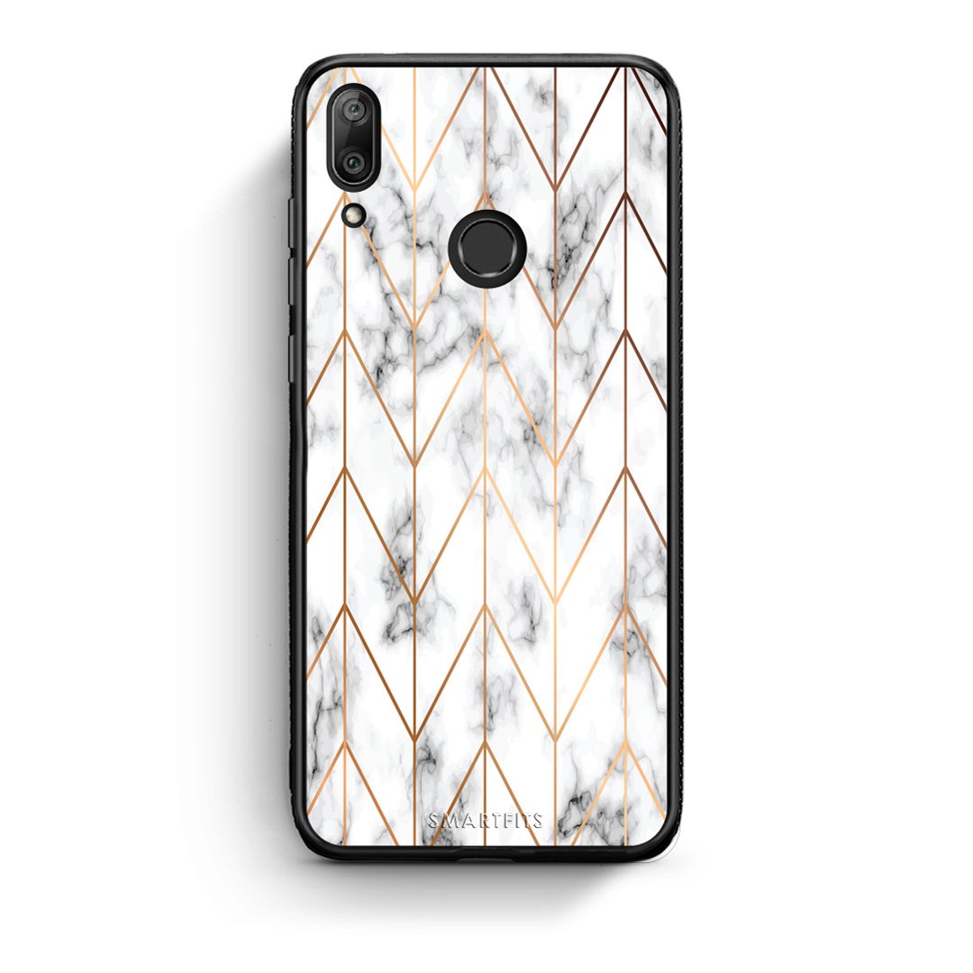 44 - Huawei Y7 2019 Gold Geometric Marble case, cover, bumper