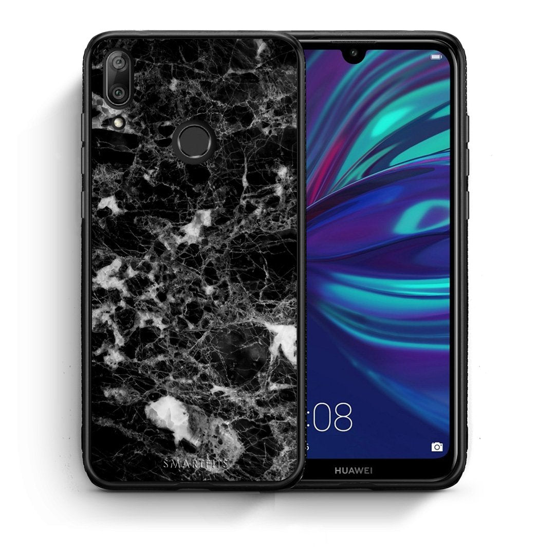Θήκη Huawei Y7 2019 Male Marble από τη Smartfits με σχέδιο στο πίσω μέρος και μαύρο περίβλημα | Huawei Y7 2019 Male Marble case with colorful back and black bezels