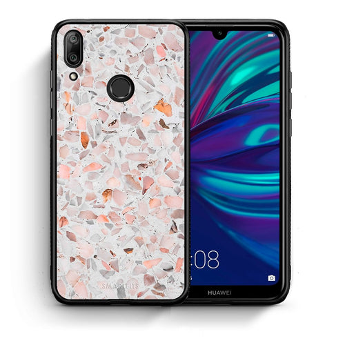 Θήκη Huawei Y7 2019 Marble Terrazzo από τη Smartfits με σχέδιο στο πίσω μέρος και μαύρο περίβλημα | Huawei Y7 2019 Marble Terrazzo case with colorful back and black bezels