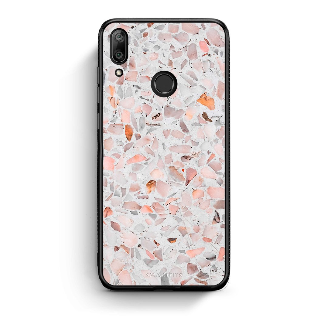 Huawei Y7 2019 Marble Terrazzo θήκη από τη Smartfits με σχέδιο στο πίσω μέρος και μαύρο περίβλημα | Smartphone case with colorful back and black bezels by Smartfits