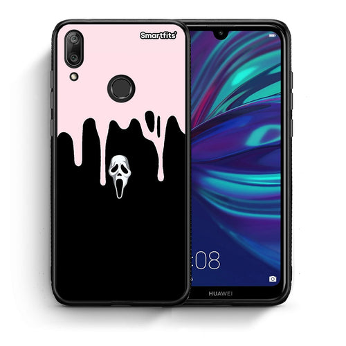 Θήκη Huawei Y7 2019 Melting Halloween Mask από τη Smartfits με σχέδιο στο πίσω μέρος και μαύρο περίβλημα | Huawei Y7 2019 Melting Halloween Mask case with colorful back and black bezels