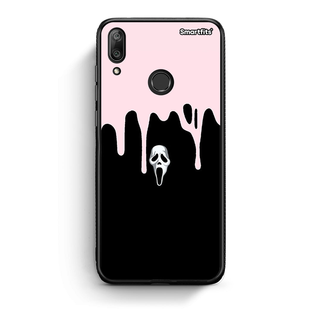 Huawei Y7 2019 Melting Halloween Mask Θήκη από τη Smartfits με σχέδιο στο πίσω μέρος και μαύρο περίβλημα | Smartphone case with colorful back and black bezels by Smartfits