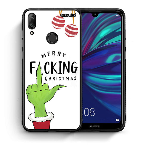 Θήκη Huawei Y7 2019 Merry F Xmas από τη Smartfits με σχέδιο στο πίσω μέρος και μαύρο περίβλημα | Huawei Y7 2019 Merry F Xmas case with colorful back and black bezels