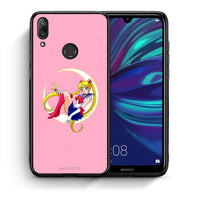 Thumbnail for Θήκη Huawei Y7 2019 Moon Girl από τη Smartfits με σχέδιο στο πίσω μέρος και μαύρο περίβλημα | Huawei Y7 2019 Moon Girl case with colorful back and black bezels