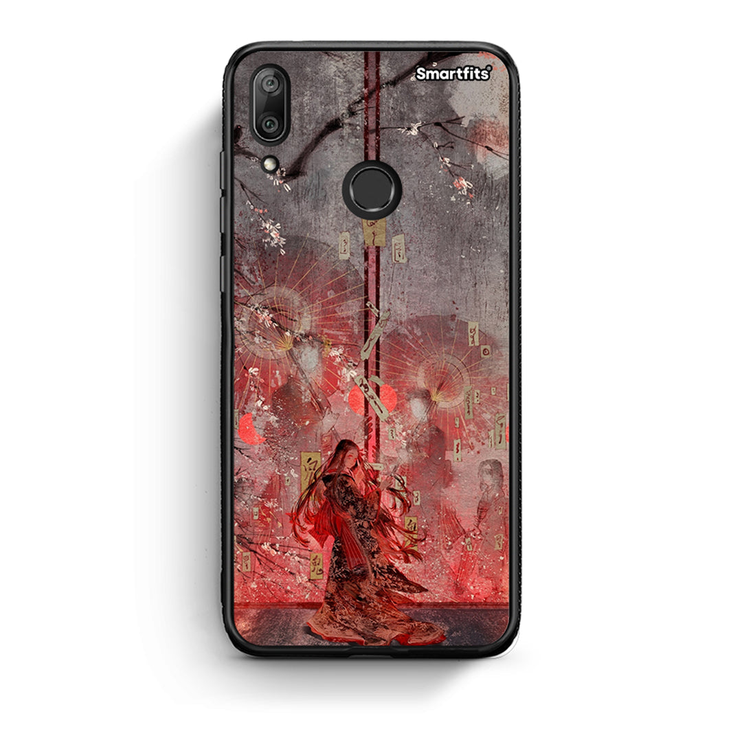 Huawei Y7 2019 Nezuko Kamado θήκη από τη Smartfits με σχέδιο στο πίσω μέρος και μαύρο περίβλημα | Smartphone case with colorful back and black bezels by Smartfits