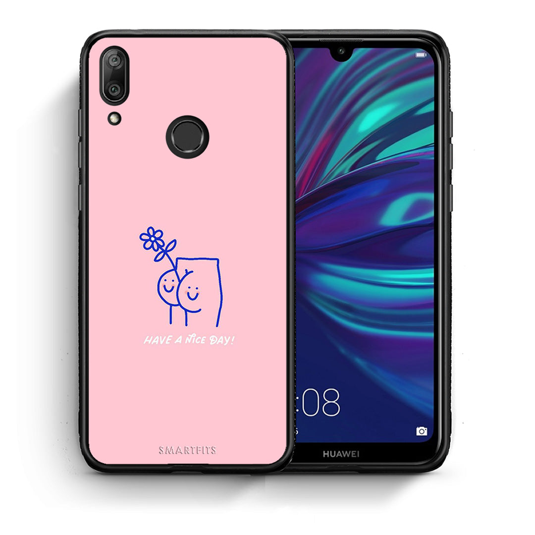 Θήκη Huawei Y7 2019 Nice Day από τη Smartfits με σχέδιο στο πίσω μέρος και μαύρο περίβλημα | Huawei Y7 2019 Nice Day case with colorful back and black bezels